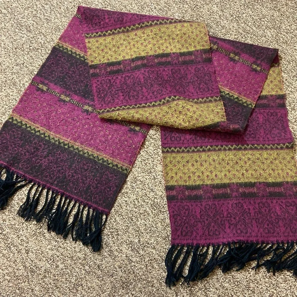 Vintage  Scarf Size 120X12” Burgundy